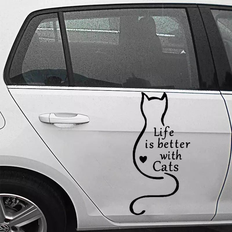 Ensemble de décalcomanies de voiture de chat mignon de personnalité, décor de corps de fenêtre en vinyle, couverture de rayures, ne dépend pas de la taille du pictuel, 20cm