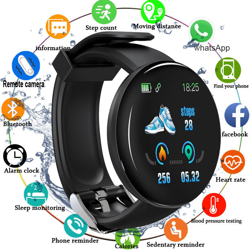 Reloj inteligente D18 para hombre y mujer, pulsera Digital resistente al agua con control de la presión arterial, seguimiento de actividad deportiva, compatible con apple Watch band