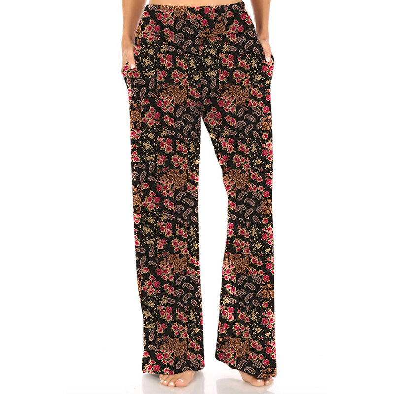 LETSFIND New Arrival Lounger Streetwear Women Paisley Print Casual Pants Fashion Loose Soft Stretch Gitls Pants