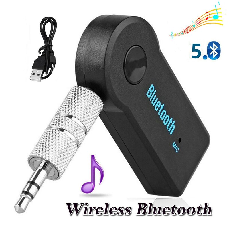 Adaptateur récepteur Bluetooth 5.0 sans fil 2 en 1, prise jack 3.5mm pour musique de voiture, audio, récepteur de téléphone, sauna, mains libres, m.com x A2dp