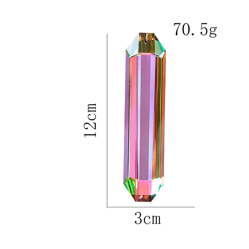 120Mm Kleurrijke Zeshoekige Punt Kristallen Hangende Kroonluchter Hanger Regenboog Maker Glas Prisma Gefacetteerd Buiten Tuindecoratie