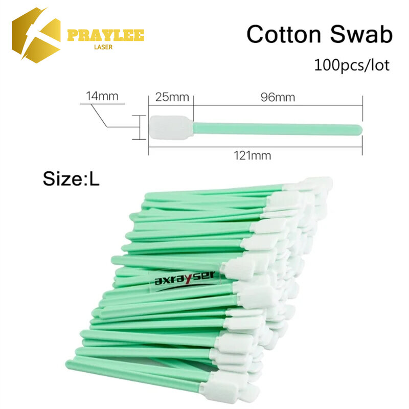 Praylee 100PCS Industry Cotton Micro Swab for Fiber Laser Head Lens and Mirrors Cleaning Dus Off