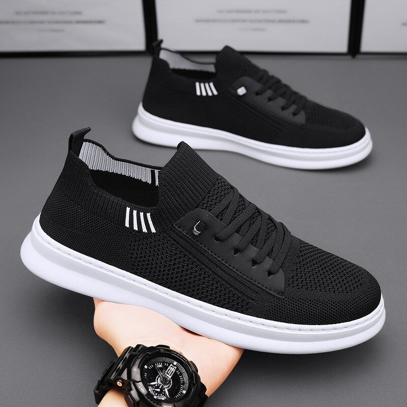 Designer's New Net Surface Thick Sole Board Man Shoes Spring Autumn Non-slip Breathable Hand-stitched Men's Casual Sneakers