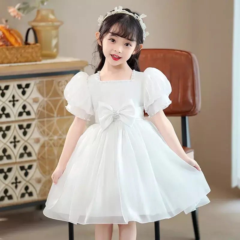 2024 Summer New Children's Dress Wholesale Piano Performance Dress Flower Girl Princess Dress Summer Dress