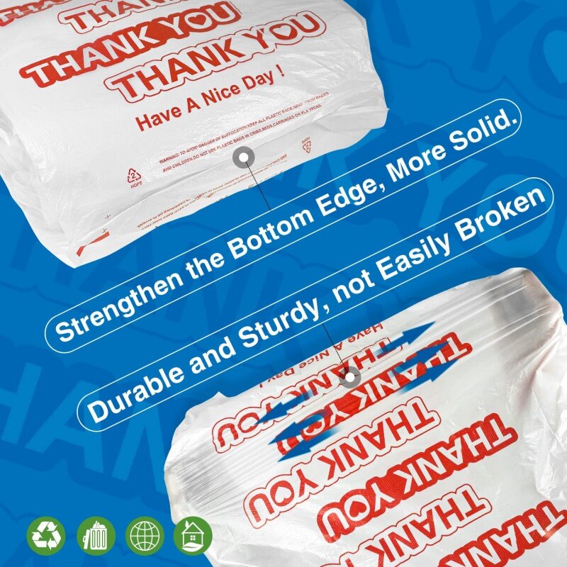 Kunden spezifisches Produkt 、 benutzer definierte danke Plastiktüten Plastik-T-Shirt Taschen für Geschäft kleine Lebensmittel einkauf Einzelhandel