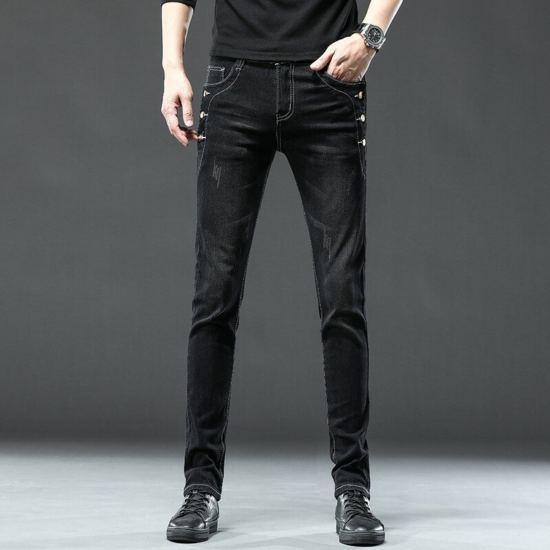 Jeans jeans de algodão casual masculino, calça stretch slim fit, calça diária com todos os fósforos, alta qualidade, estilo 8, alta qualidade
