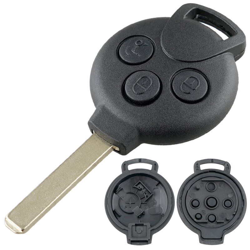 ปลอกกุญแจรถแบบ3ปุ่มปลอกหุ้มกุญแจเปล่าสำหรับ Mercedes-Benz smart fortwo 450 451 2007-2013