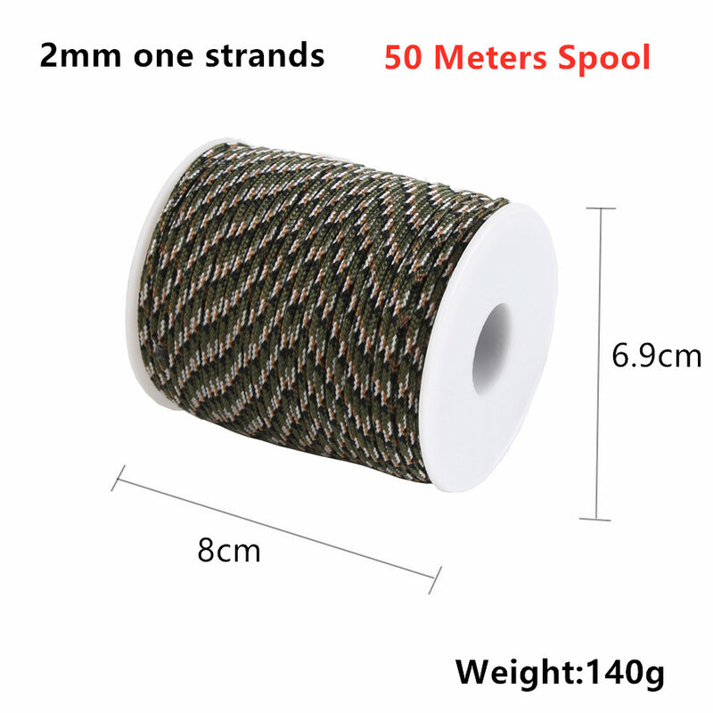 Paracord 2mm Survival Parachute Cord One Stand Cores Lanyard Camping Climbing Rope Hiking