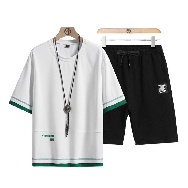 Camiseta de manga corta para hombre, ropa deportiva informal de verano, pantalones cortos de tendencia, traje de dos piezas