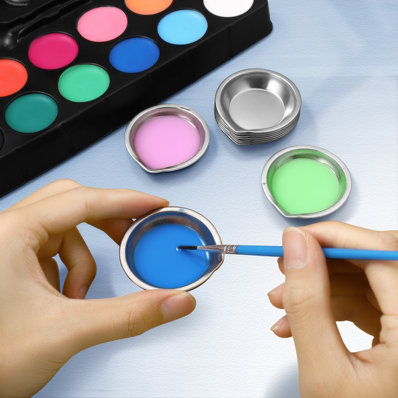 12 Pcs Oil Paint Metal Color Nail Palette Holder Simple Supplies Practical Child