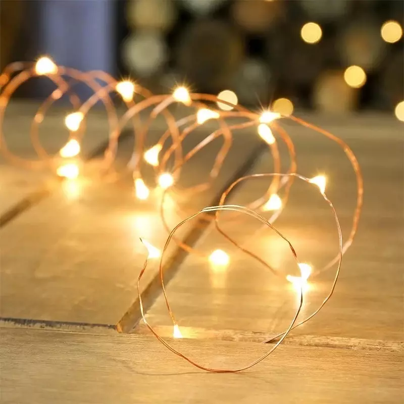 LED Fairy String ไฟ USB ทองแดงสายไฟ Starry String Light Strip Lamp โคมไฟวันหยุดห้องงานแต่งงาน Christmas Party ตกแต่ง