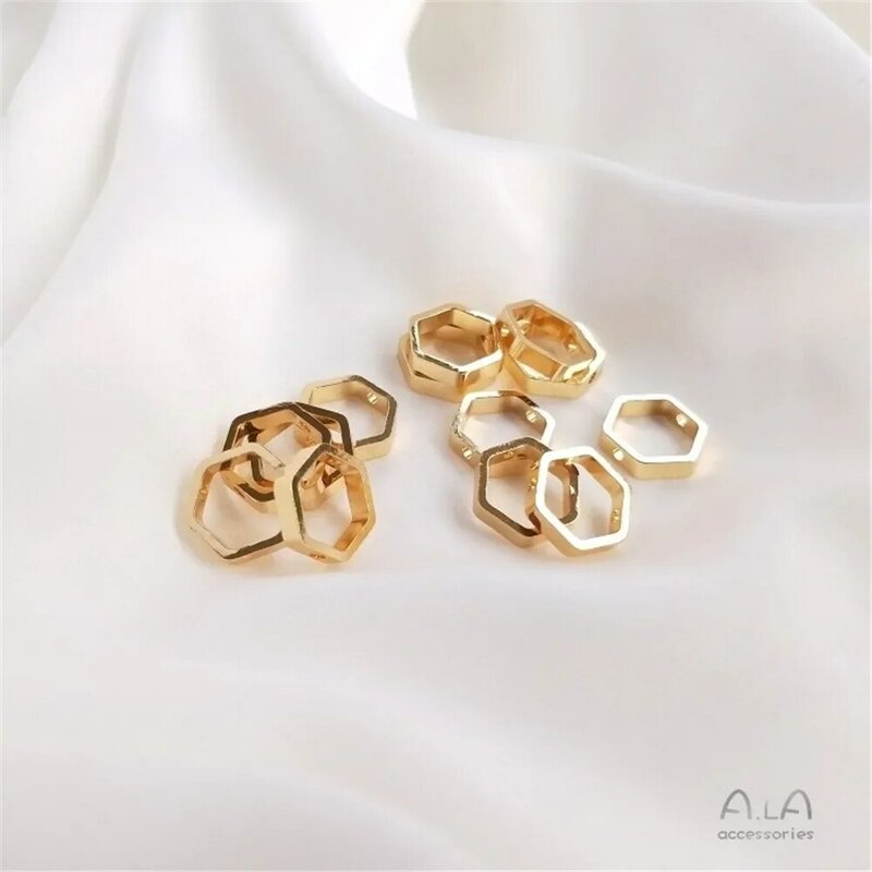 14k Gold-filled Fittings, Hexagonal Beads, Hexagonal Geometric Beaded Rings, DIY Handmade Beaded Jewelry Materials K058