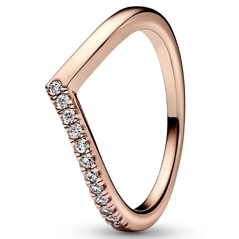 Medio anillo de Plata de Ley 925 auténtica para mujer, oro rosa, herbario brillante, racimo atemporal, deseo, regalo, joyería de moda