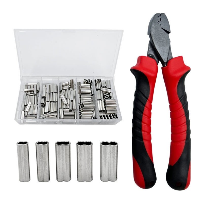 Wire Rope Crimping Tool Wire Rope Crimper Fishing Crimping Tool with Barrels Set