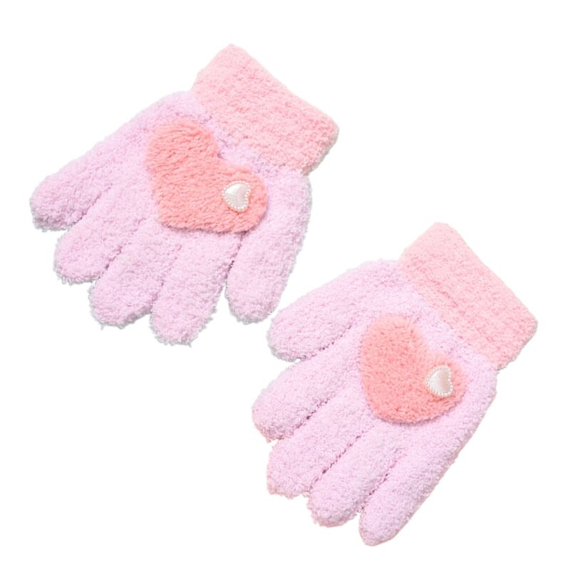 Y1UB Winter Gloves Warm Knitted Mittens Soft Comfortable Kids Gloves for Boys Girls