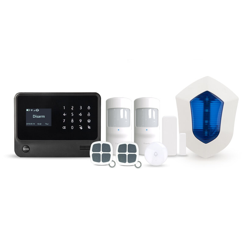 Kabel nirkabel keamanan rumah a-l-a-r-m sistem layar sentuh mendukung detektor asap wifi gsm pencuri