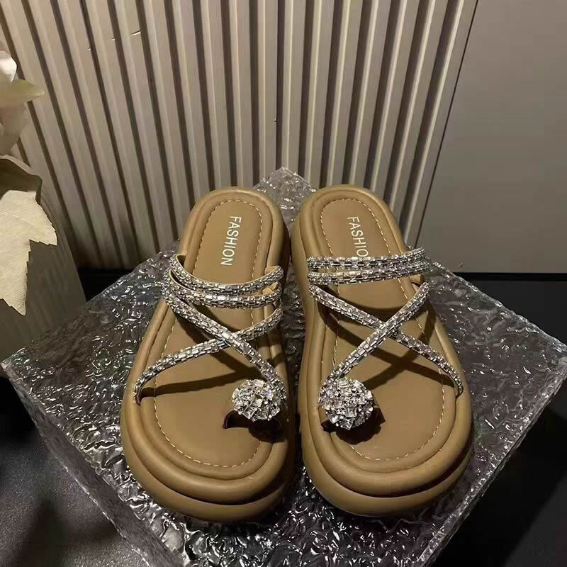 Summers Chunky Women Slippers Fashion Female Elegant Clip Toe Platform Flats Slides Shoes Ladies Casaul Outdoor Beach Sandalias