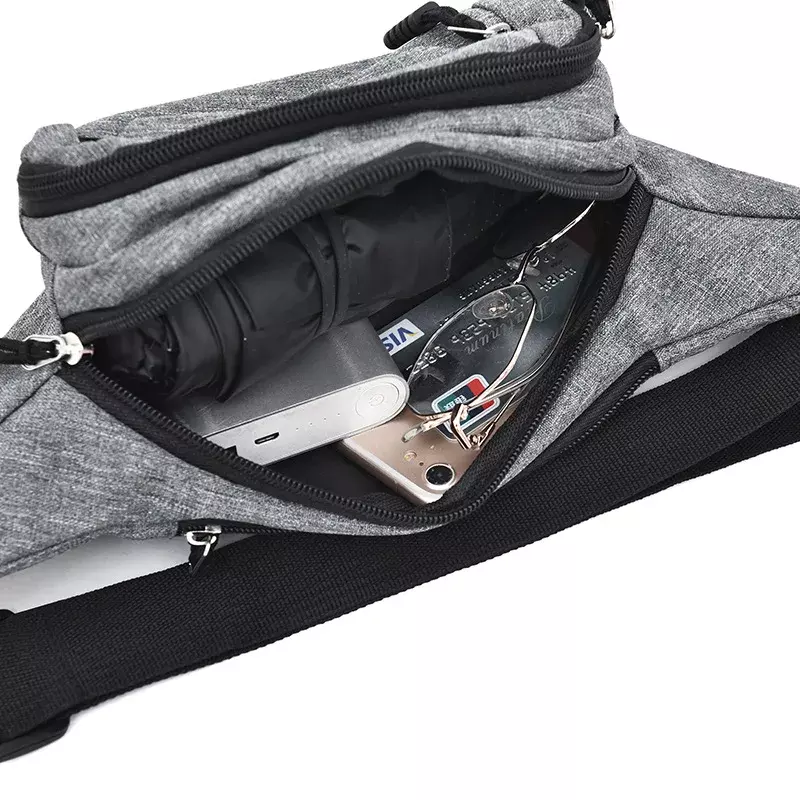 حقيبة كروس فاني كبيرة الخصر وحقيبة الورك بوم مع حزام قابل للتعديل للتمارين في الهواء الطلق السفر للرجال