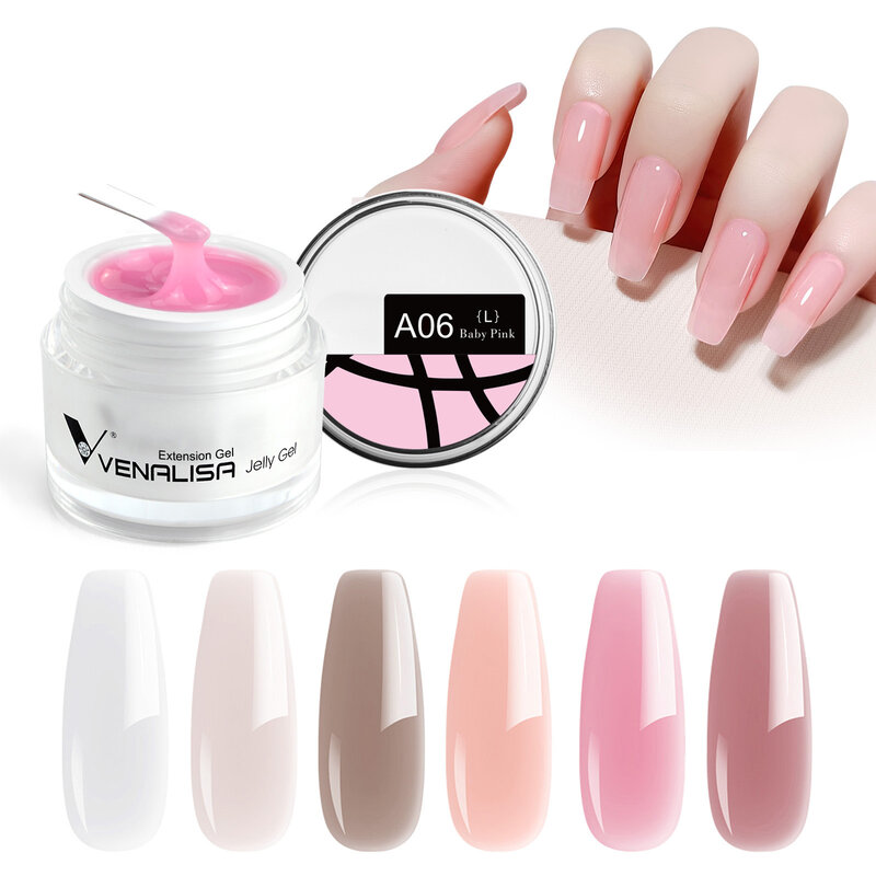 VENALISA Jelly Gel 50ml Pink Collection Not Burning Hard Gel Soak Off UV LED Soft Extension Builder Nail Gel Nail Manicure