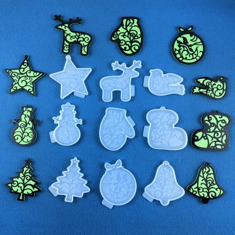 Christmas Series Keychain Silicone Mold with Hole Keyring Pendant Handmade Mold