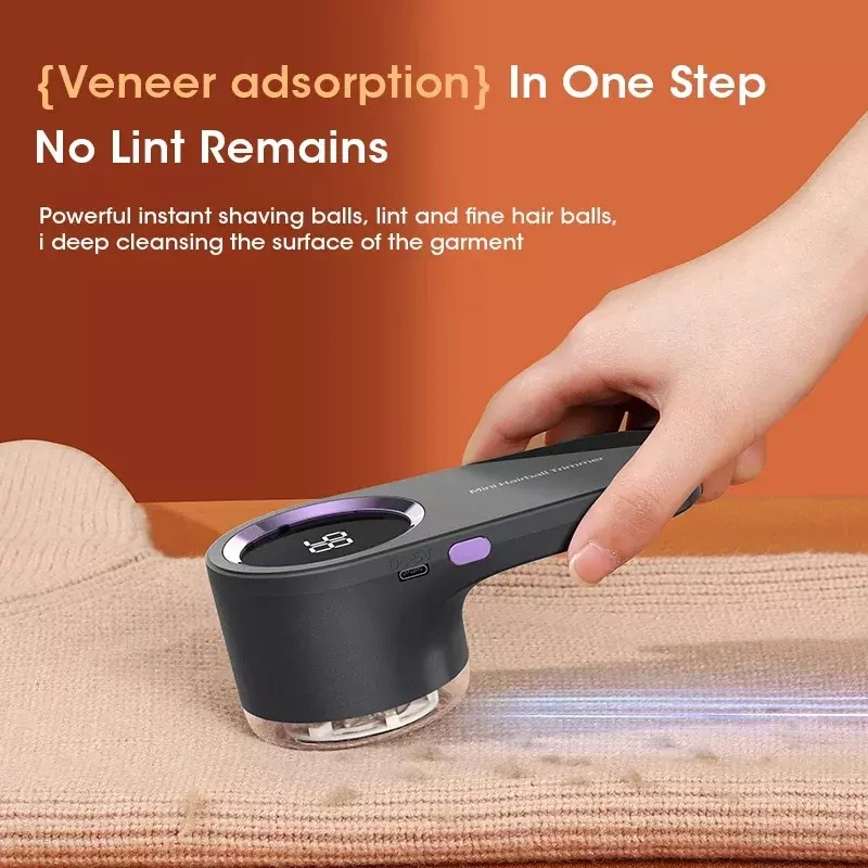 Lint Remover for Clothing Smart Electric Hairball Trimmer with LED Digital Display USB Charging Pellet Removes Lint From Clothes