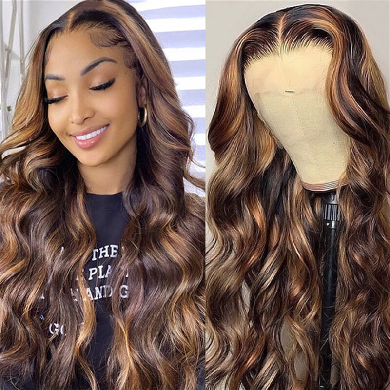30 Inch Colored Highlight Human Hair Wigs Brazilian 13x4 Body Wave Lace Front Wigs For Women 13x6 Hd Lace Front Wig Human Hair
