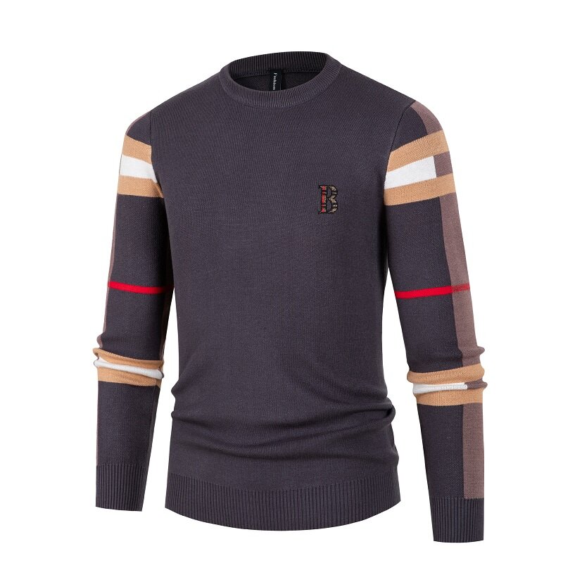 2023 New Autumn Winter Knitwear Men Classic Casual Stripe Plaid Pullovers Mens Luxury Design Soft Warm Sweaters