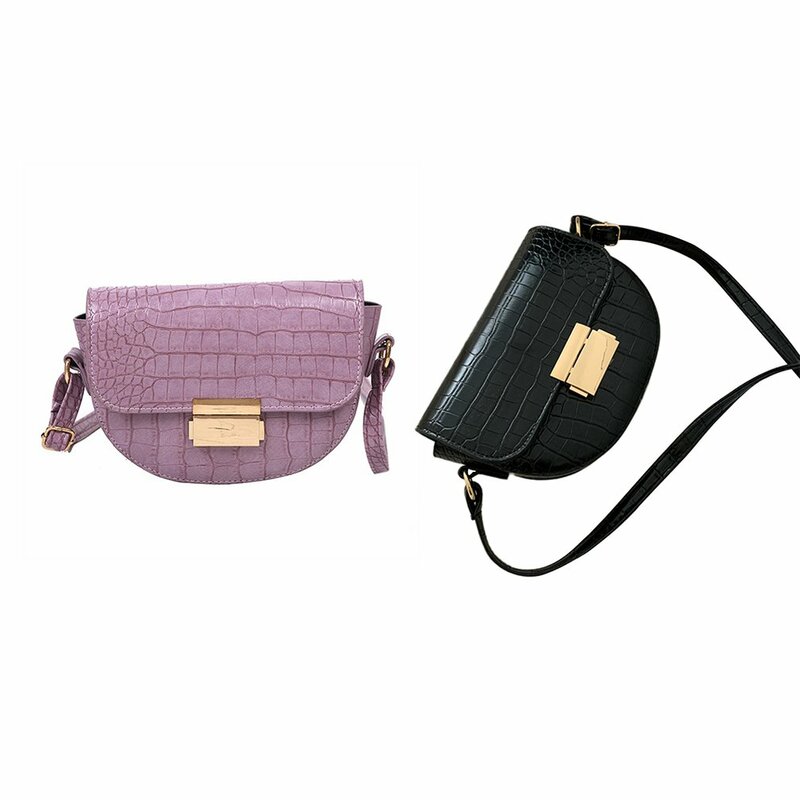 Bolsa mensageiro de um ombro simples e versátil para mulheres, glamourosa bolsa de fivela de bloqueio, sacos pequenos