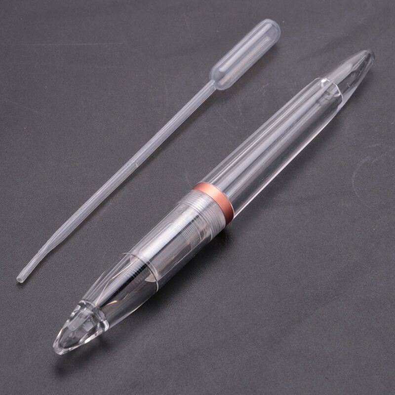 アイドロッパー付きペン先万年筆、大容量、透明ペン、オフィスおよび学用品、ローズゴールドとグレー、2セット、0.5mm