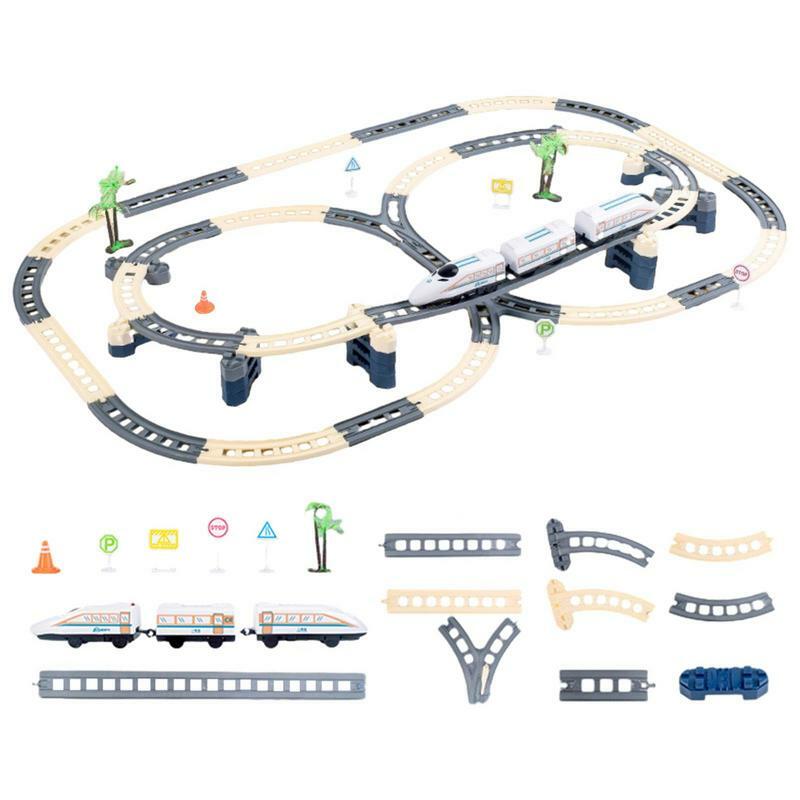 Elettrico ad alta velocità ferrovia armonia pista treno giocattolo ragazzo assemblare treno fai da te Set ferroviario ad alta velocità compleanno per bambini giocattolo di natale
