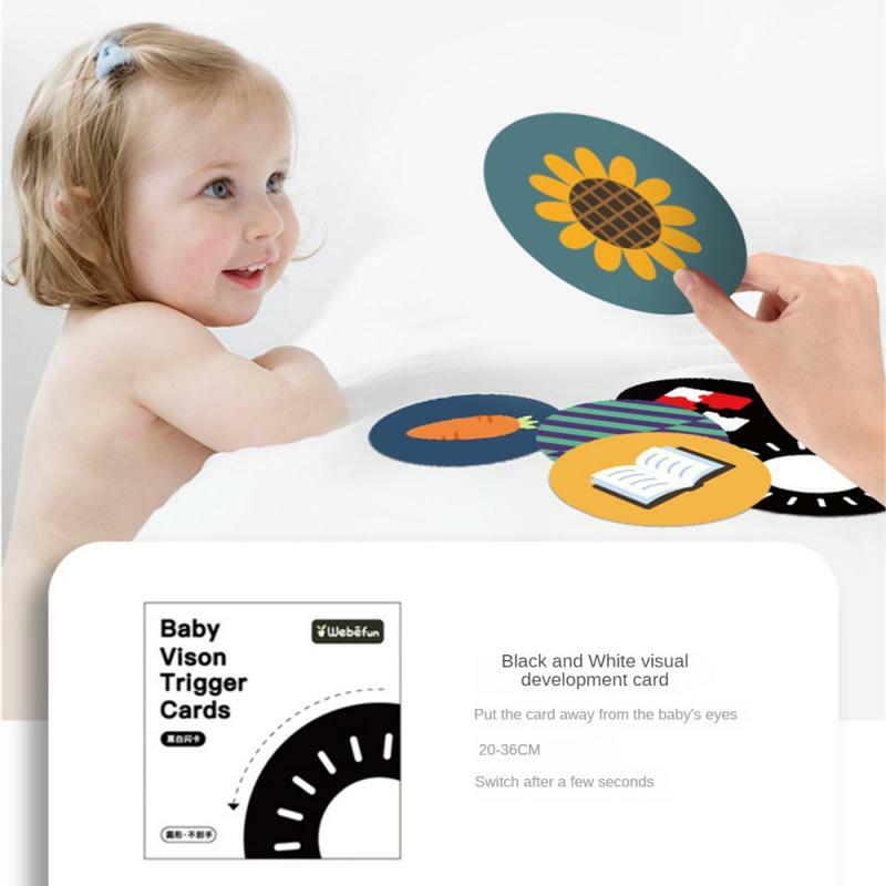 Tarjeta de estimulación Visual Montessori para bebé, juguete de Color blanco y negro, tarjetas Flash para libros de recién nacidos, educativo, alto contraste