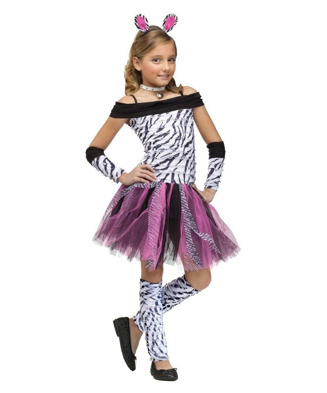 Zebra Girls Costume Halloween Costume For Kids 8-10 Years Old Cute Zebra Fancy Dress For Child Tutu Dress Headband Leg Warmer