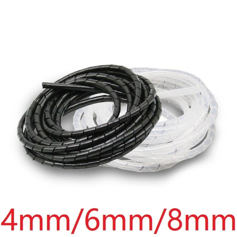 Dia 4mm 6mm 8mm Spiral Wire Wrap Organzier Cable Sleeve Winding Pipe Line Bundle Mangement Hose Tube Protection Cord Band Sheath