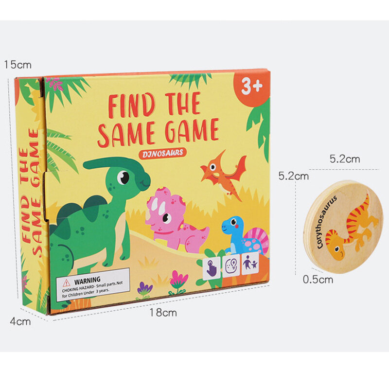 Localizar o mesmo jogo dinossauro blocos de madeira bloco educacional brinquedo de madeira crianças concentração memória pensar formação brinquedos