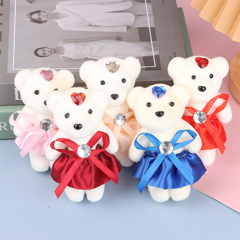 Teddy Bear Flower Bouquet Toy, Cartoon Doll, Graduação, Aniversário, Presentes De Casamento, Decoração De Festa, 12cm, 10Pcs