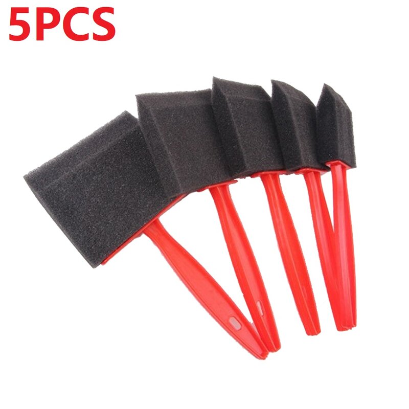 5Pcs/Set Black+Red Sponge Foam Brush Plastic Handle Art Craft Painting Tool Children's Drawing Graffiti Tool 5 Sizes