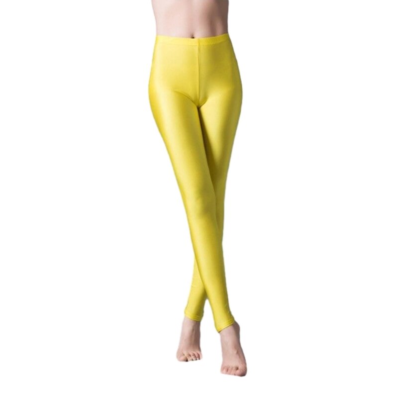 Pantaloni da yoga elasticizzati a da donna Collant sportivi lucidi Leggings da allenamento