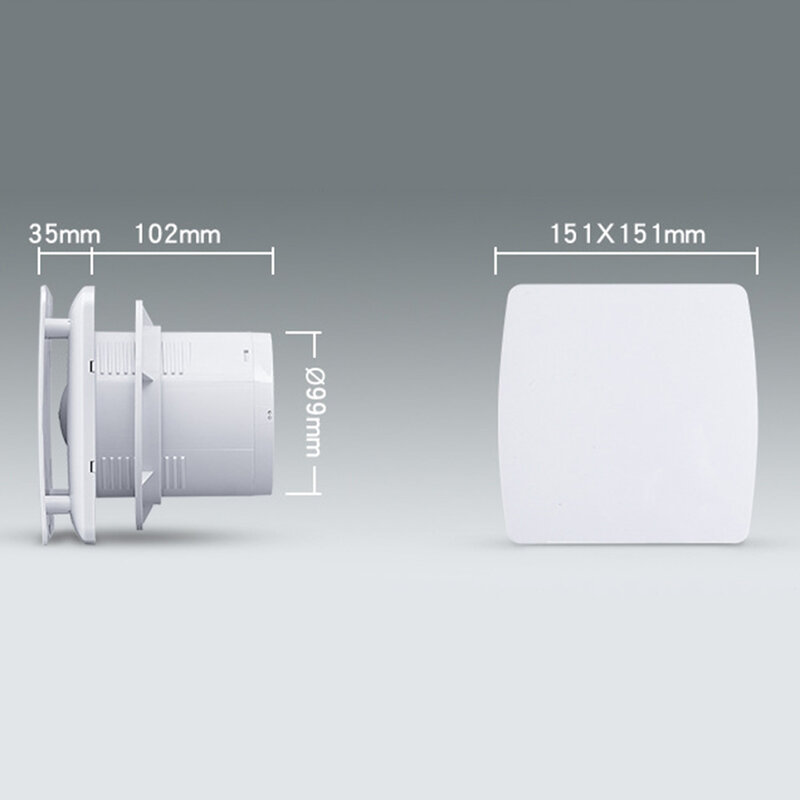 Ventilador do extrator do banheiro silencioso com temporizador, simplesmente branco, humidistat, defletores quadrados, 4 em, 6 em