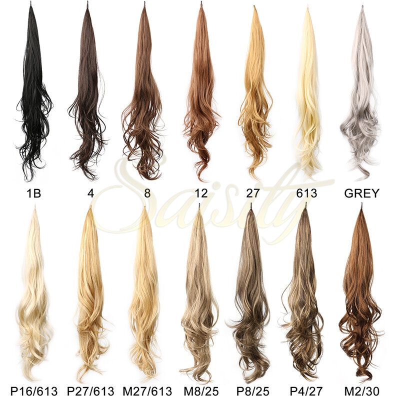 Saisity-女性用の柔軟な合成かつら,ポニーテールの長さ,ブロンドの髪,毎日使用,32インチ