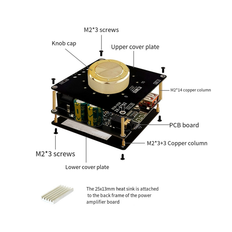 Bluetooth Power Amplifier Board, 80W, 2.0Channel, Proteção contra curto-circuito para Sound Box, ZK-F802 5.1