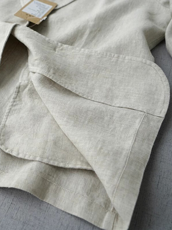 Women's Suit Linen Long Sleeve Thin Coat Spring Autumn Casual Blazers 2024