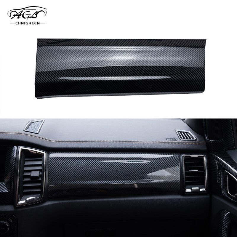 Para ford ranger 2015 2016 2017 2018 2019 2020 cor de fibra de carbono lhd passageiro do carro co-piloto painel capa guarnição decoração interior