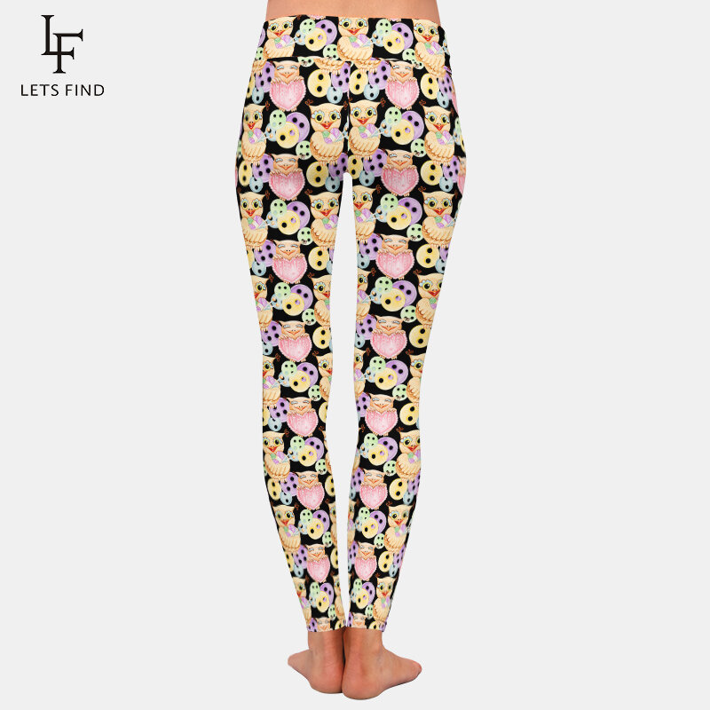 LETSFIND – pantalon de haute qualité pour femmes, imprimé hibou mignon 3D, taille haute, Slim, doux, extensible, chaud, complet
