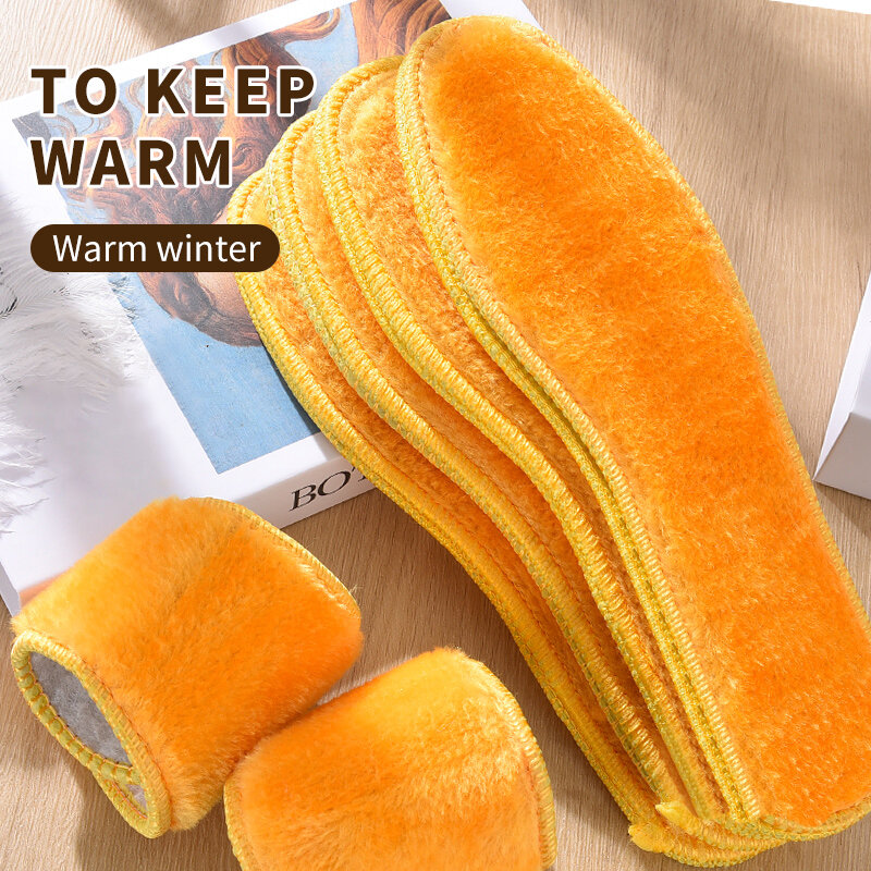 GUIBINPLAY Winter Warm Heated Cashmere Thermal Insoles Thicken Soft Breathable Winter Sport Shoes For Man Woman Boots Pad Sole