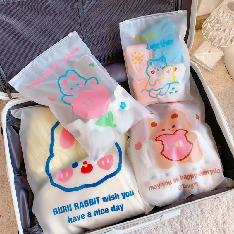 Travel Transparent Clothes Storage Bags Cartoon Bags For Shoes Makeup Underwear Zipper Travel Packing Portable Organizer Pouch