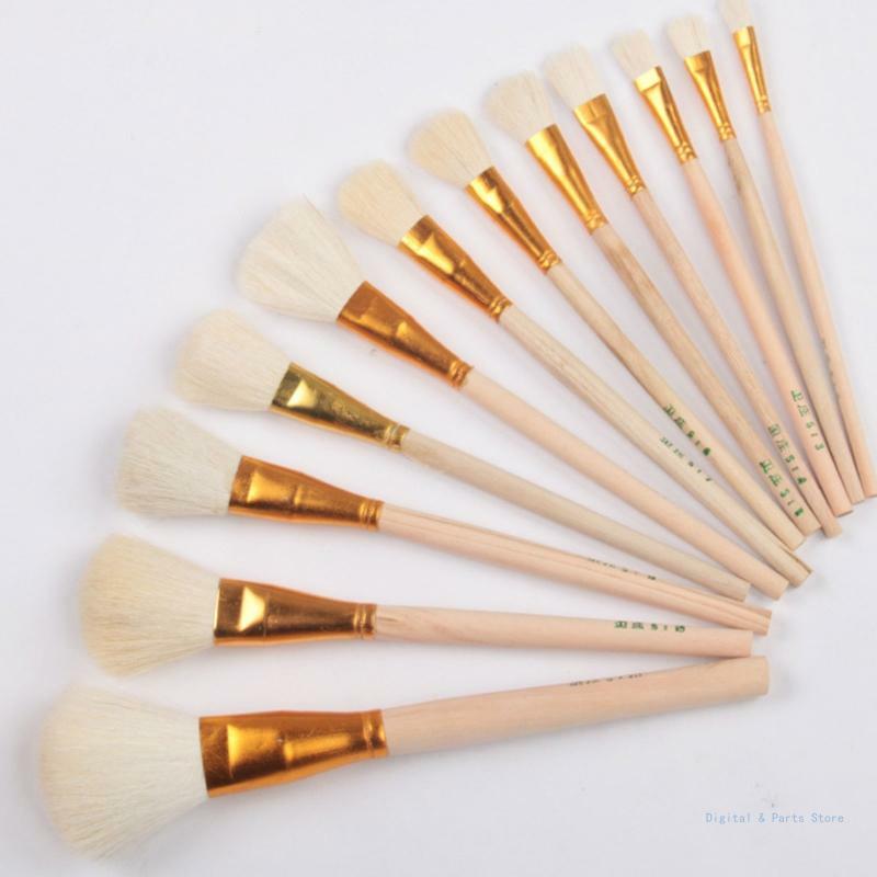 M17F Soft Wool Paint Brushes Wooden Handle for Pottery Ceramic Painting Oil Acrylic Watercolor Drawing Craft DIY Art Supplies