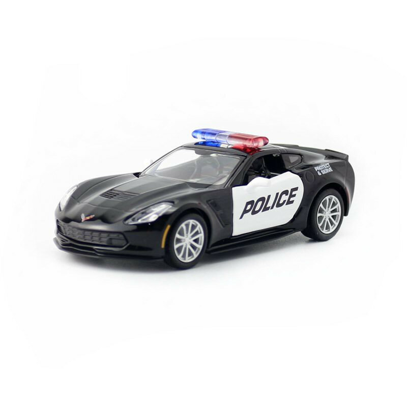 Chevrolet Corvette C7 Grand Sport Carro de polícia, Modelo de liga metálica Diecast Car, Simulação 1:36, Brinquedos infantis, Coleção Presentes, X11