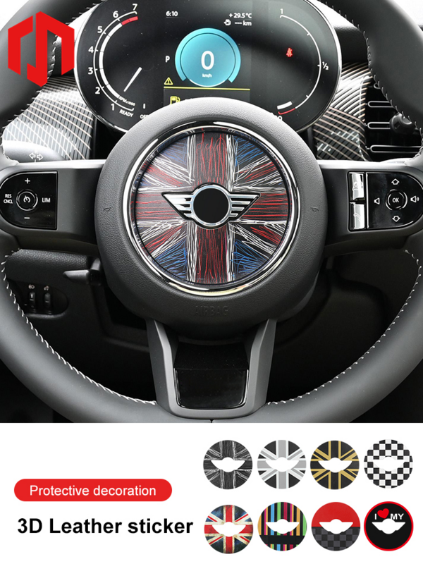 Car Steering Wheel Sticker for Mini Cooper R55 R56 F55 F60 3D PU Leather Car Stickers Accsesories Steering Wheel Cover Decoratio
