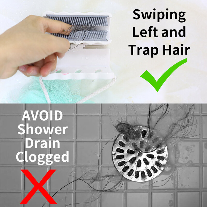 Auto-adesivo Drill-free Shower Wall Hair Catcher, Soft Brush Hairs Collector, acessórios de banheiro branco, Catching Tool