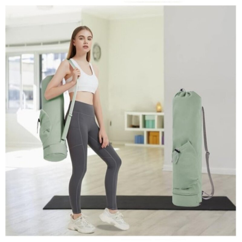 Tas matras Yoga olahraga kapasitas besar, tas penyimpanan multifungsi, tas matras olahraga tahan air dengan saku botol air